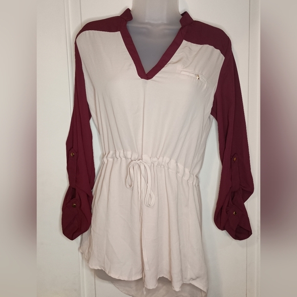 TAKE 50% OFF Elegant Two-Tone MY MICHELLE Dress Chic Drawstring Waist(#1,012) - Picture 1 of 8